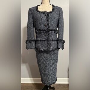 Gorgeous Black/Silver St. John Skirt Suit 10/8